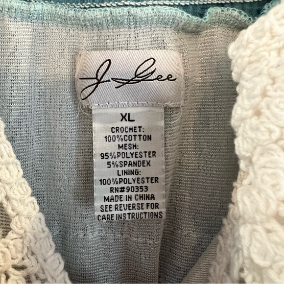 Babydoll Tiered Mini Dress, Cream/Teal/Brown, Size XL - Picture 7 of 7